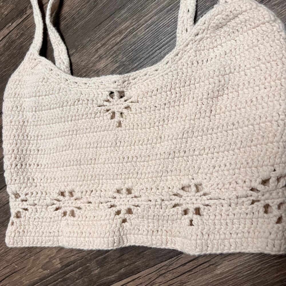 Free People Berkinette Crochet Bralette Crop Top Boho Festival Cream Brami XS S - Picture 5 of 9